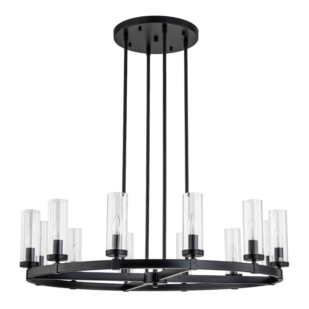 (OpenBox) 12-Light Clear Glass Shade Wagon Wheel Chandelier