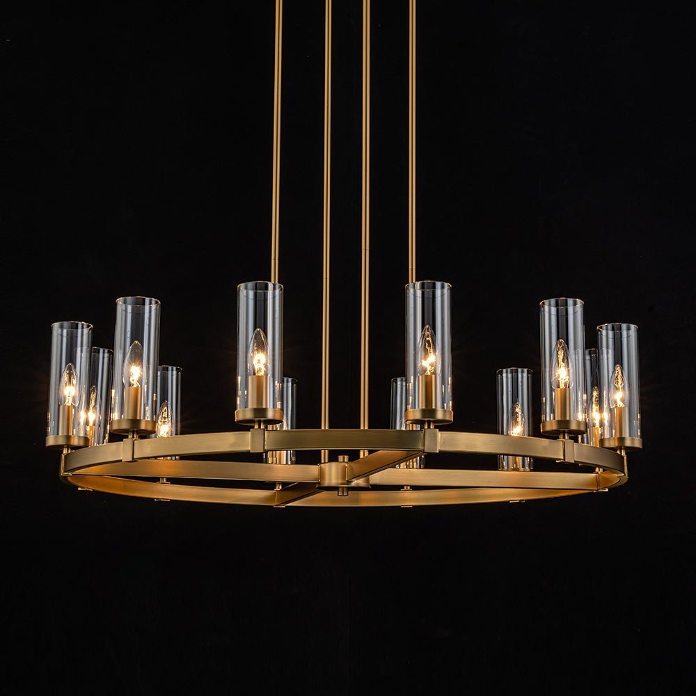 (OpenBox) 12-Light Clear Glass Shade Wagon Wheel Chandelier