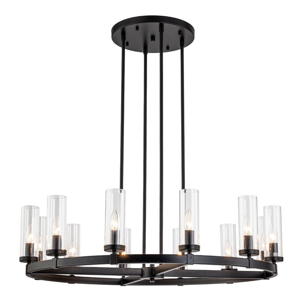 (OpenBox) 12-Light Clear Glass Shade Wagon Wheel Chandelier