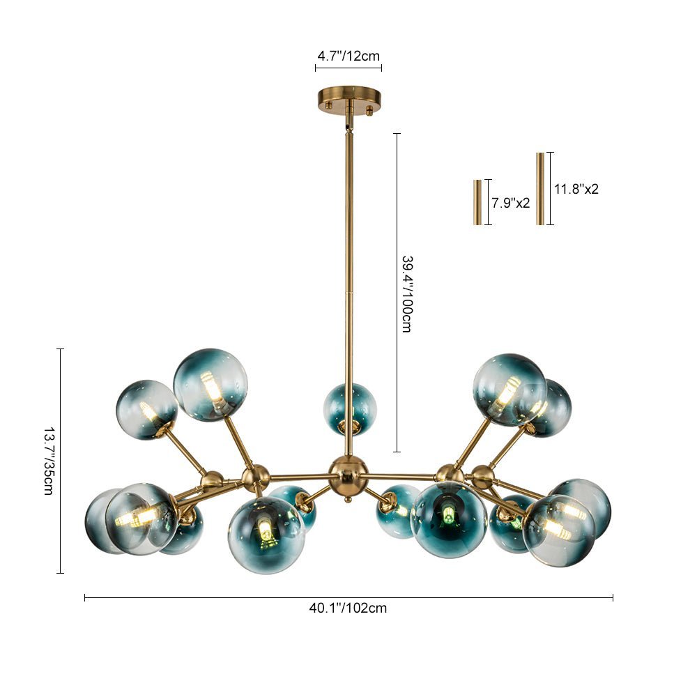 (OpenBox) 15-Light Blue Glass Globe Bubble Sputnik Branch Chandelier