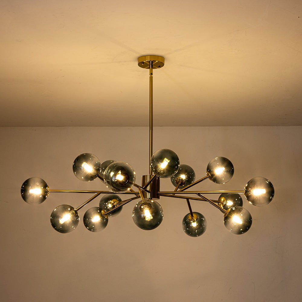 (OpenBox) 15-Light Branch Blue Glass Globe Bubble Chandelier