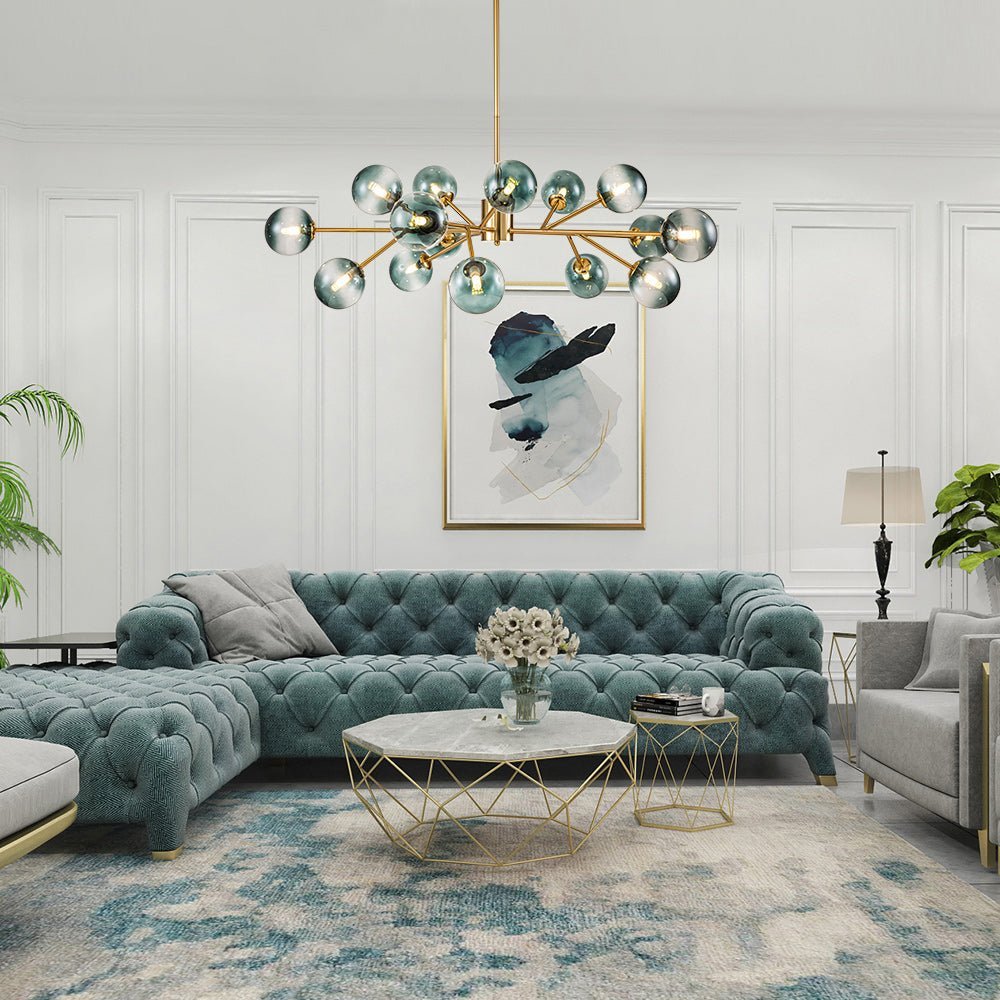 (OpenBox) 15-Light Branch Blue Glass Globe Bubble Chandelier