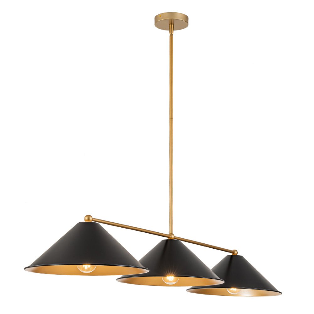 (OpenBox) 3-Light Black Cone Shade Kitchen Island Pendant