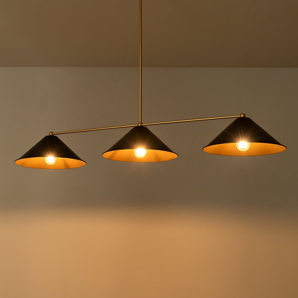 (OpenBox) 3-Light Black Cone Shade Kitchen Island Pendant