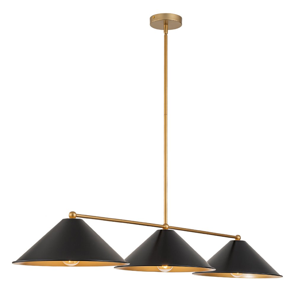 (OpenBox) 3-Light Black Cone Shade Kitchen Island Pendant