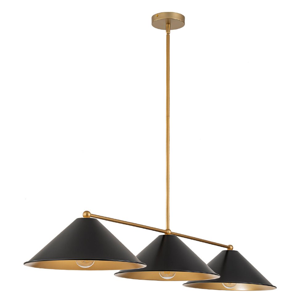 (OpenBox) 3-Light Black Cone Shade Kitchen Island Pendant
