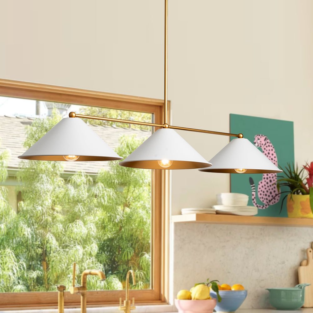 (OpenBox) 3-Light Black Cone Shade Kitchen Island Pendant