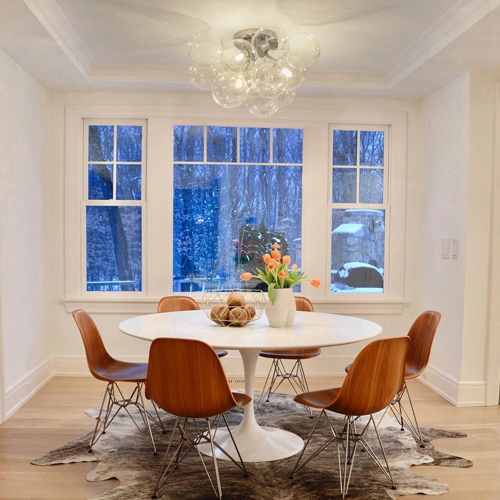(OpenBox) 3-Light Brass Cluster Clear Glass Globe Bubble Ceiling Light