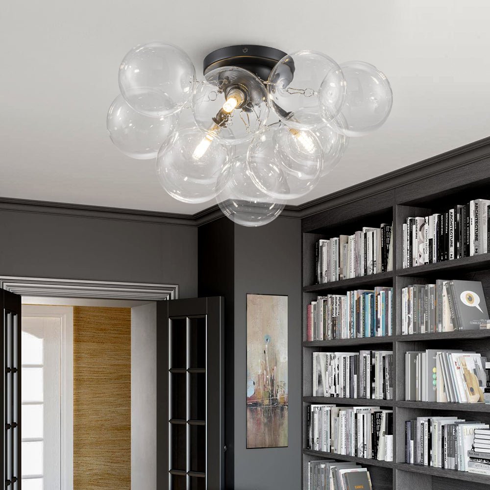 (OpenBox) 3-Light Brass Cluster Clear Glass Globe Bubble Ceiling Light