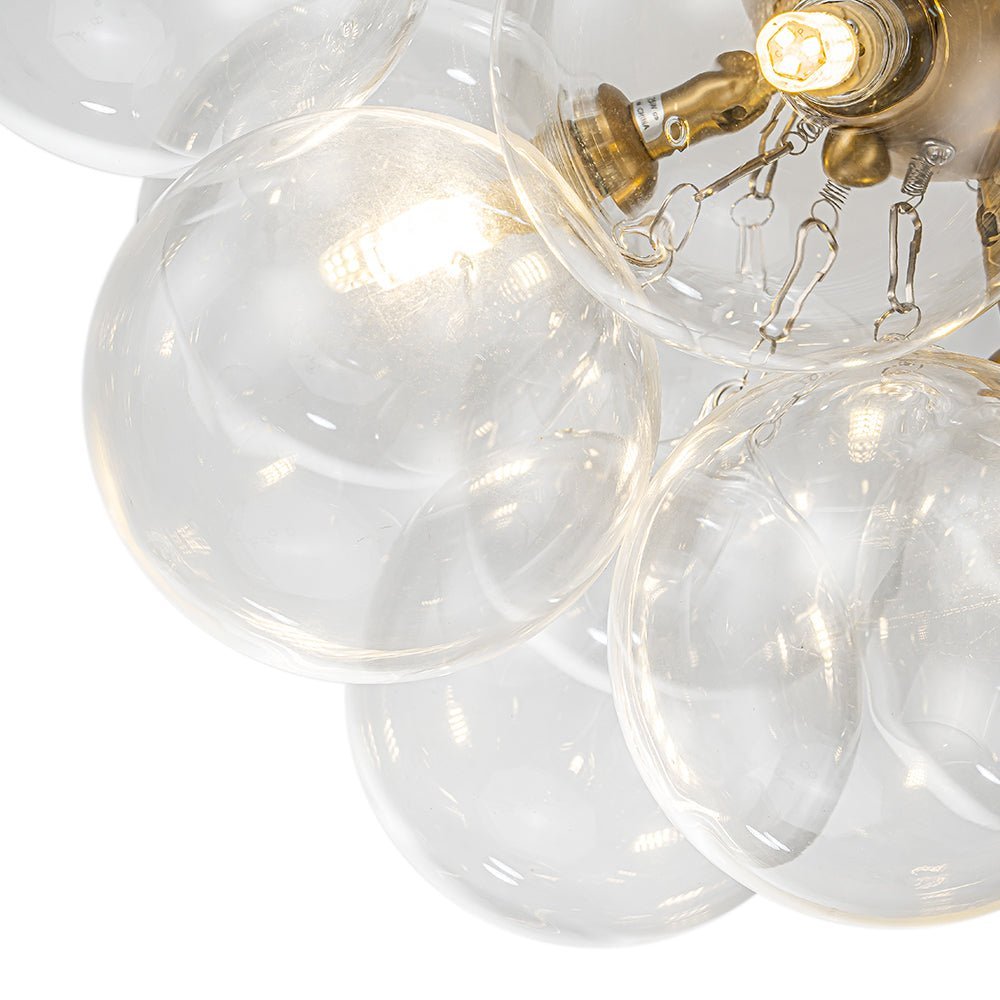 (OpenBox) 3-Light Brass Cluster Clear Glass Globe Bubble Ceiling Light