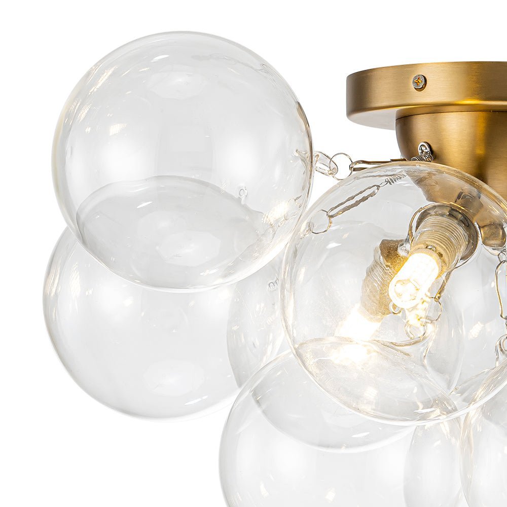 (OpenBox) 3-Light Brass Cluster Clear Glass Globe Bubble Ceiling Light