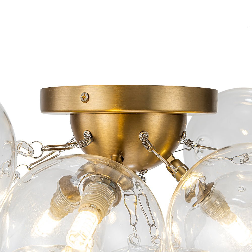 (OpenBox) 3-Light Brass Cluster Clear Glass Globe Bubble Ceiling Light