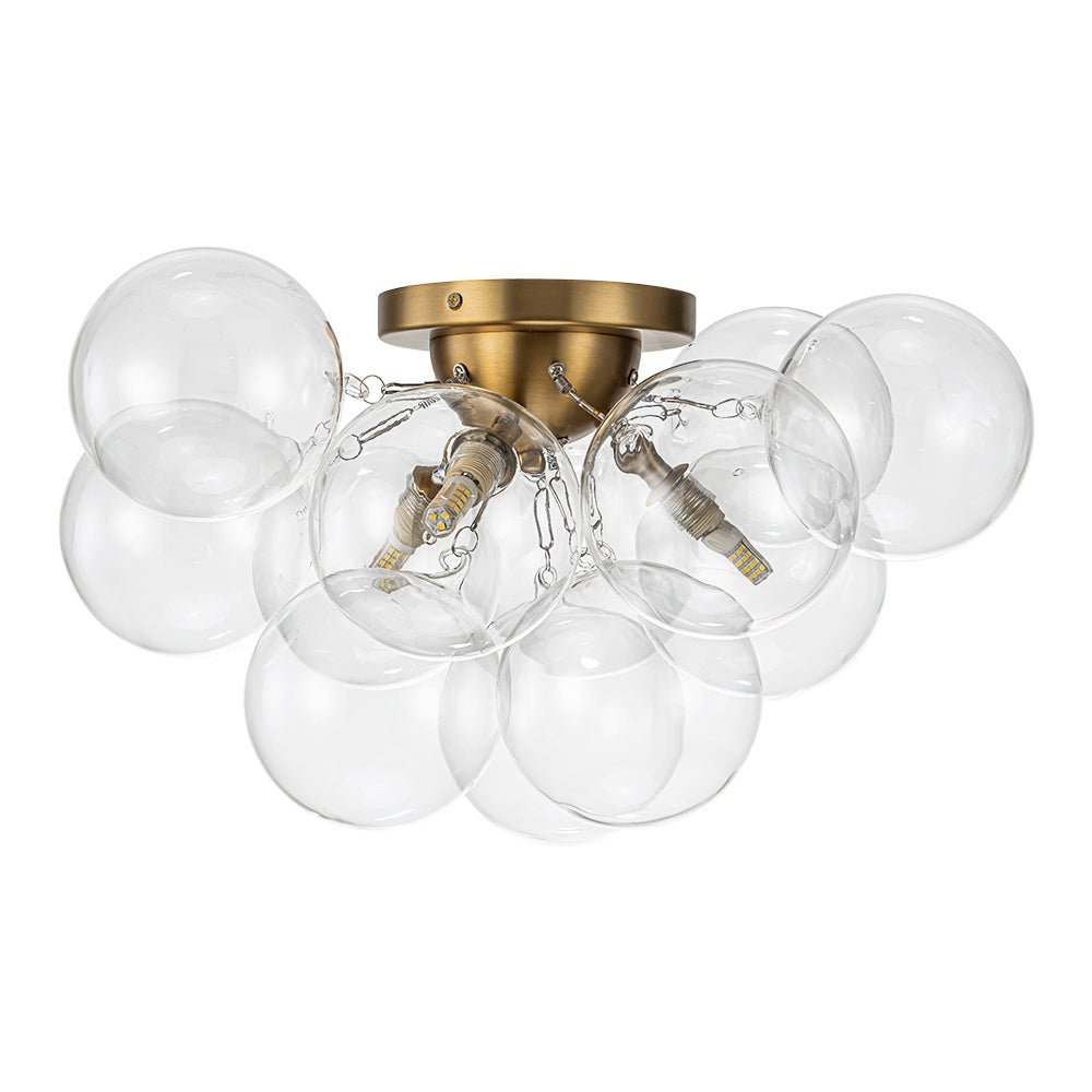 (OpenBox) 3-Light Brass Cluster Clear Glass Globe Bubble Ceiling Light