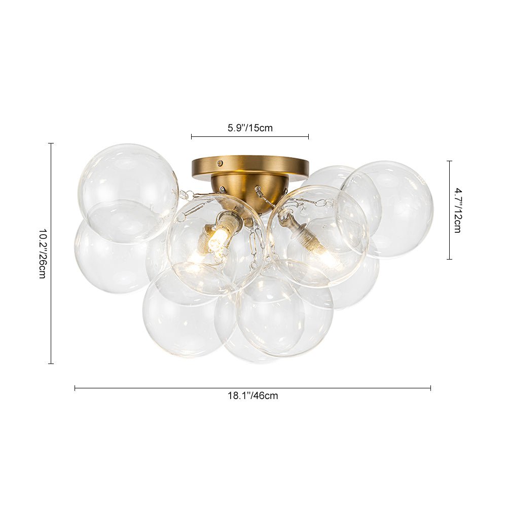 (OpenBox) 3-Light Brass Cluster Clear Glass Globe Bubble Ceiling Light