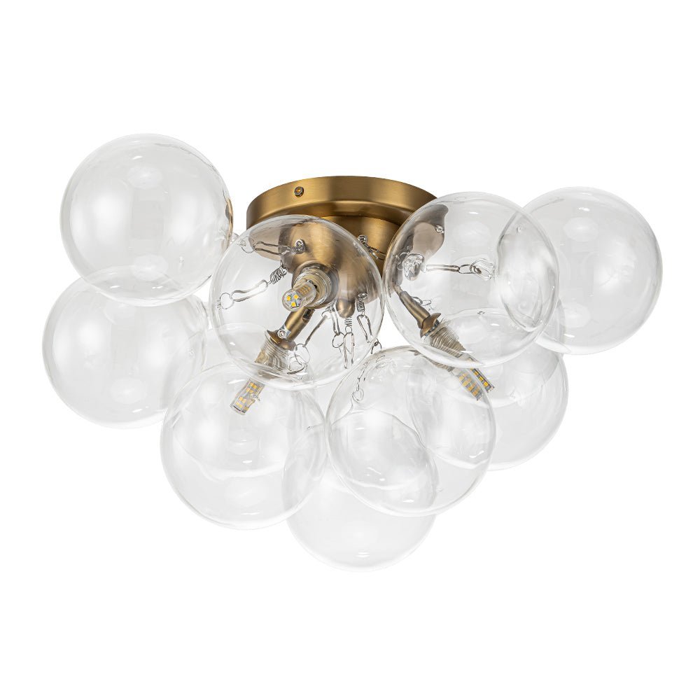 (OpenBox) 3-Light Brass Cluster Clear Glass Globe Bubble Ceiling Light