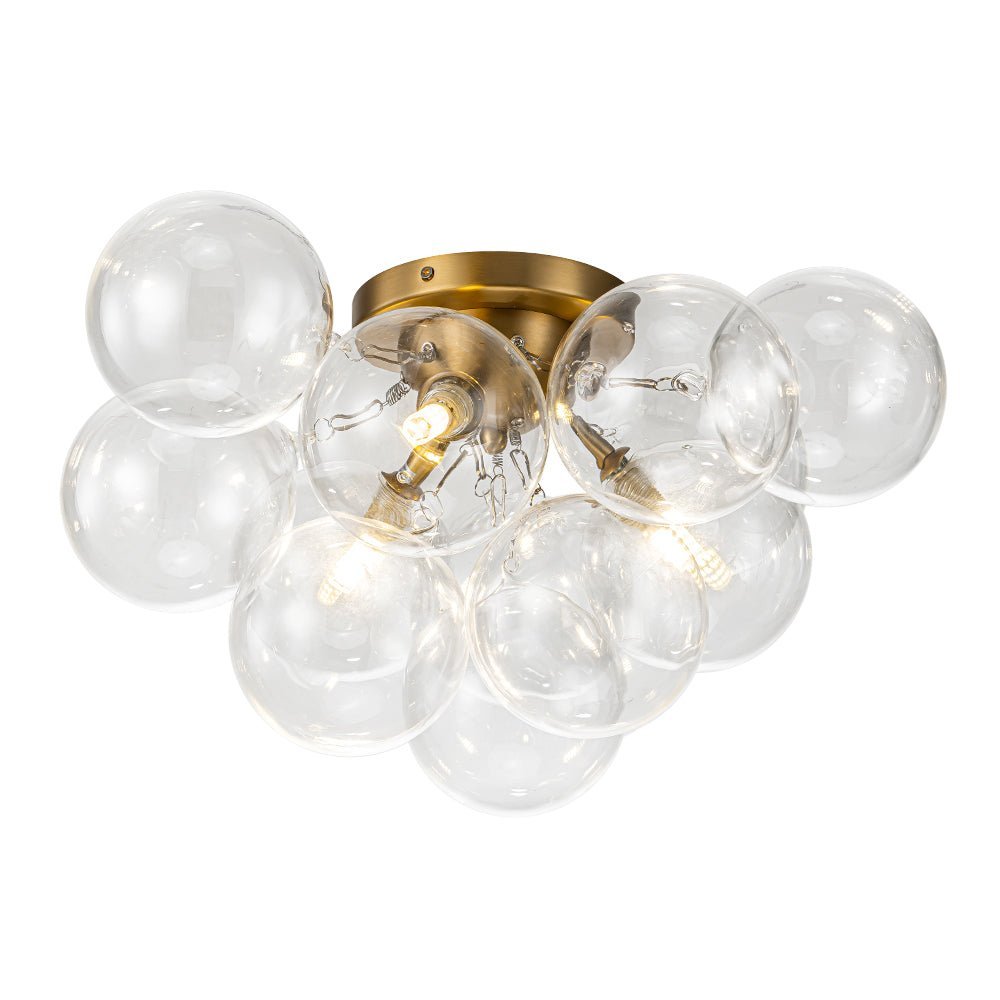 (OpenBox) 3-Light Brass Cluster Clear Glass Globe Bubble Ceiling Light