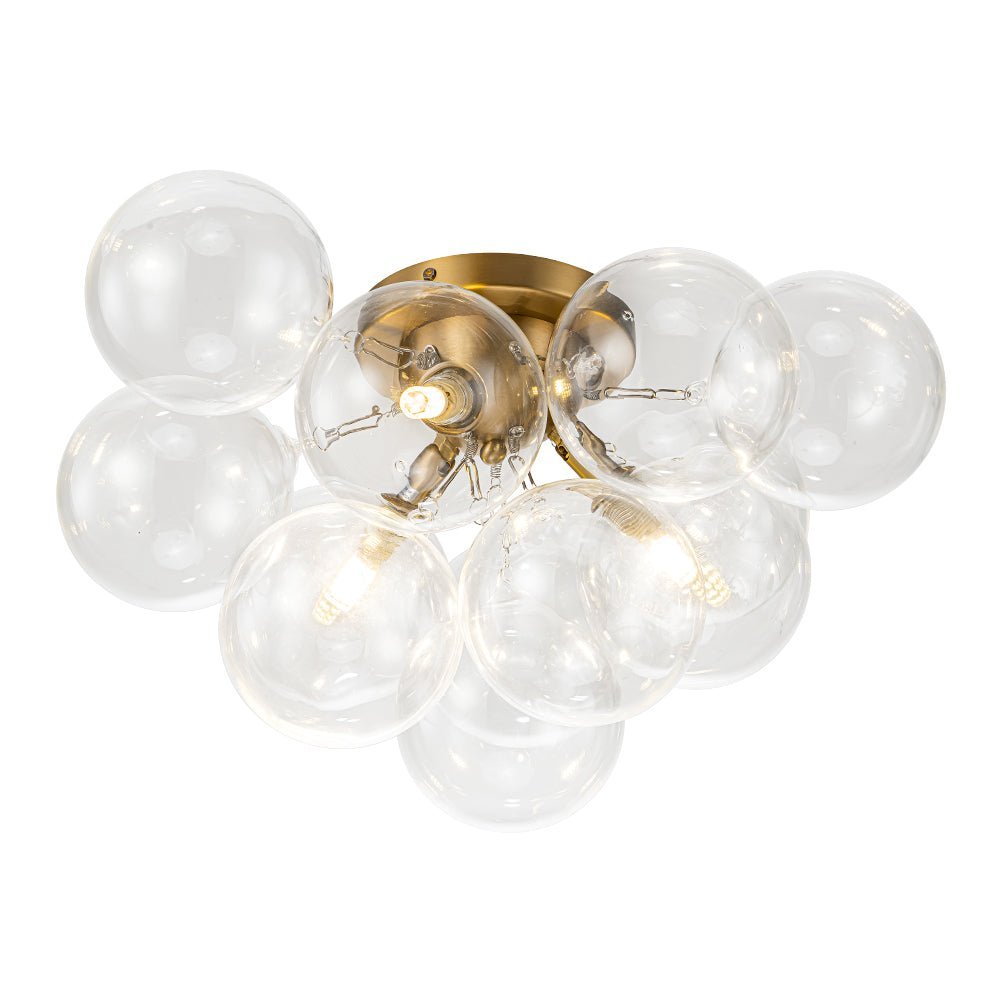 (OpenBox) 3-Light Brass Cluster Clear Glass Globe Bubble Ceiling Light