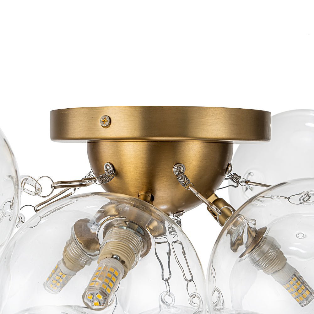 (OpenBox) 3-Light Brass Cluster Clear Glass Globe Bubble Ceiling Light