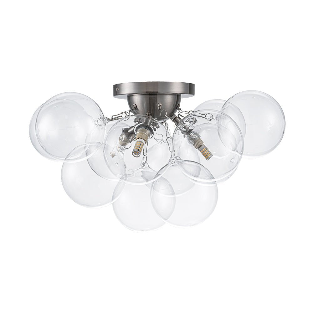 (OpenBox) 3-Light Brass Cluster Clear Glass Globe Bubble Ceiling Light