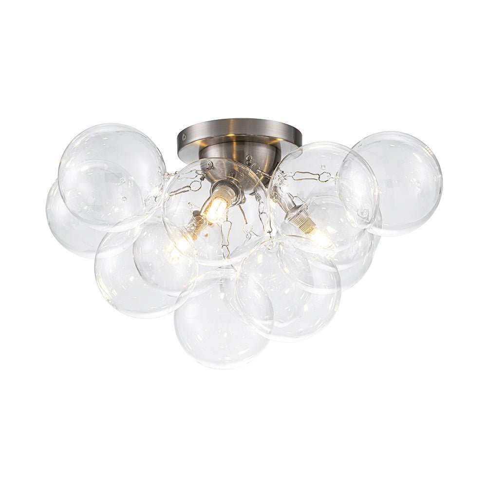 (OpenBox) 3-Light Brass Cluster Clear Glass Globe Bubble Ceiling Light