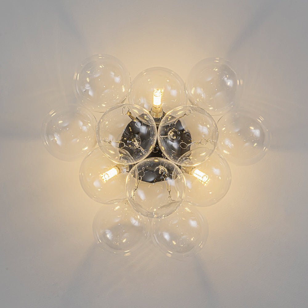 (OpenBox) 3-Light Brass Cluster Clear Glass Globe Bubble Ceiling Light
