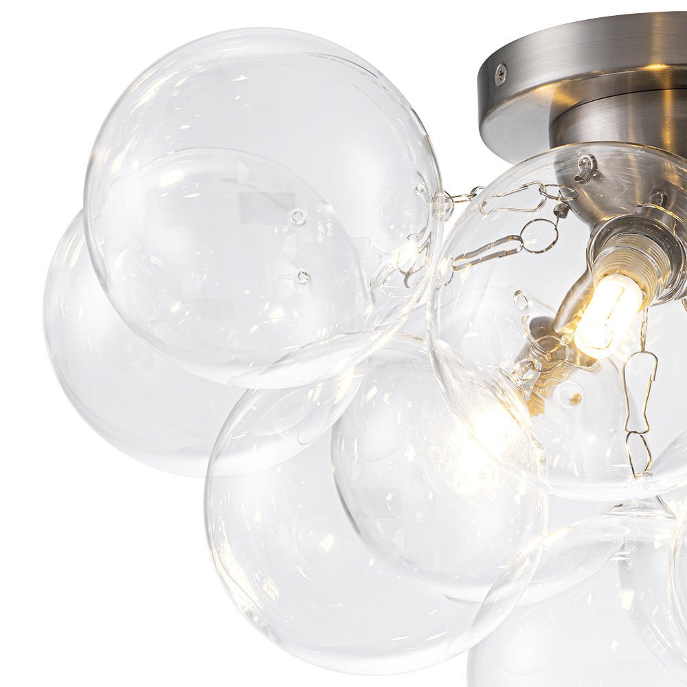 (OpenBox) 3-Light Brass Cluster Clear Glass Globe Bubble Ceiling Light