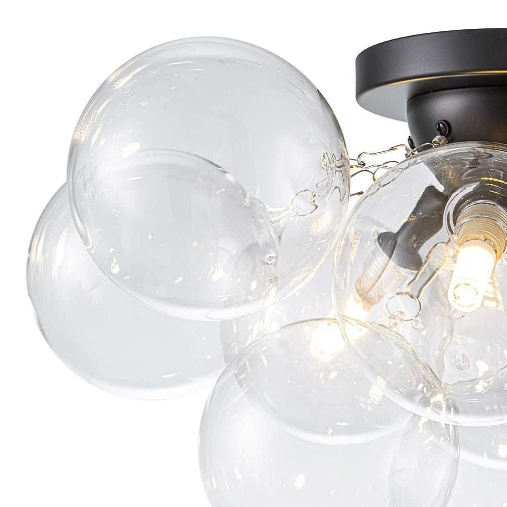 (OpenBox) 3-Light Brass Cluster Clear Glass Globe Bubble Ceiling Light