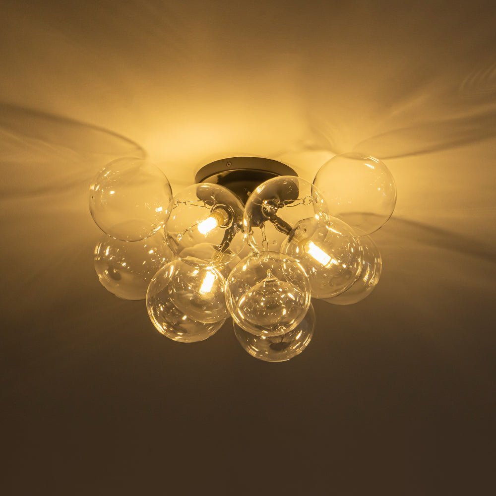 (OpenBox) 3-Light Brass Cluster Clear Glass Globe Bubble Ceiling Light