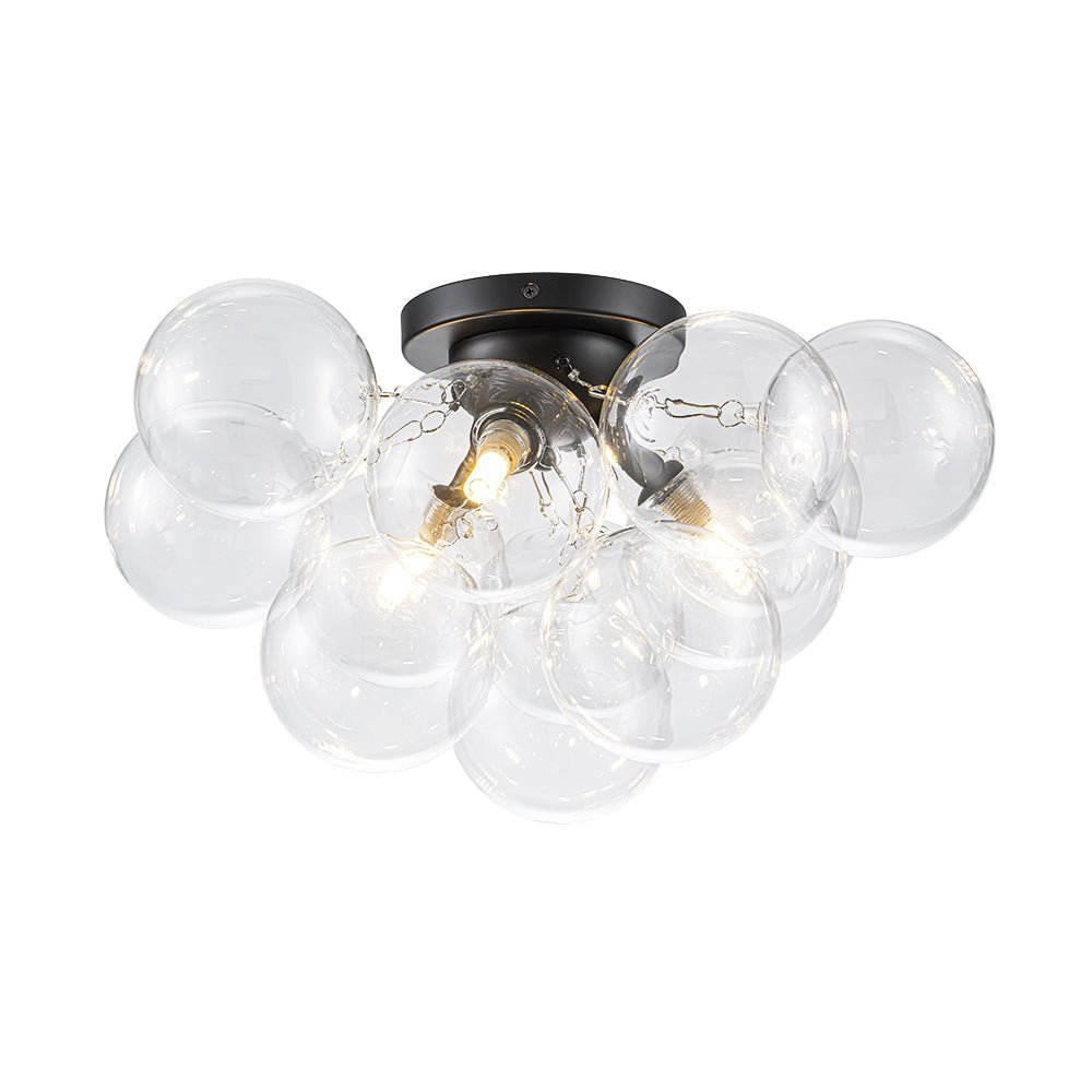 (OpenBox) 3-Light Brass Cluster Clear Glass Globe Bubble Ceiling Light