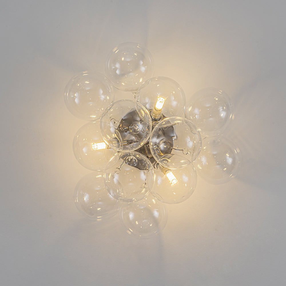 (OpenBox) 3-Light Brass Cluster Clear Glass Globe Bubble Ceiling Light