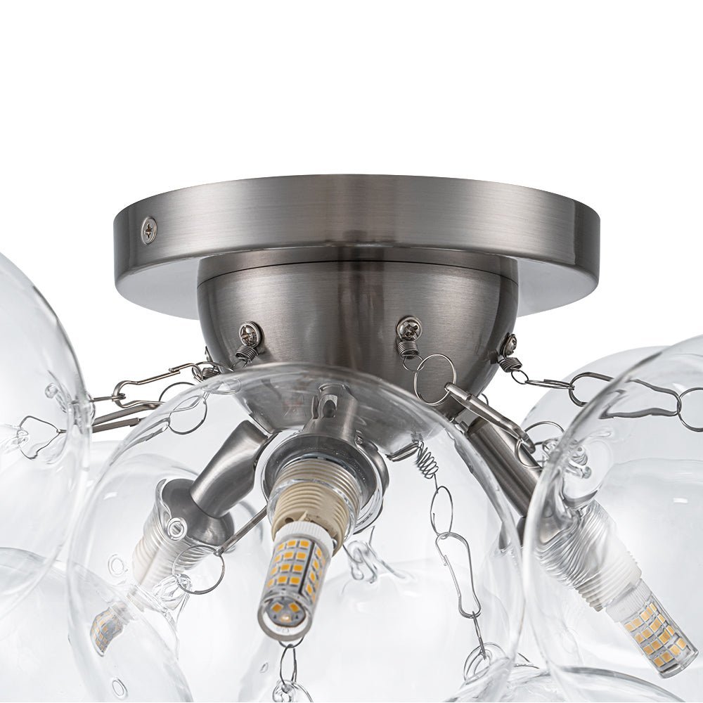 (OpenBox) 3-Light Brass Cluster Clear Glass Globe Bubble Ceiling Light
