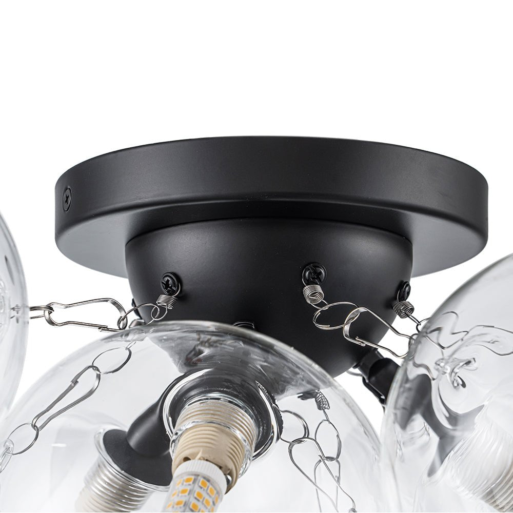 (OpenBox) 3-Light Brass Cluster Clear Glass Globe Bubble Ceiling Light