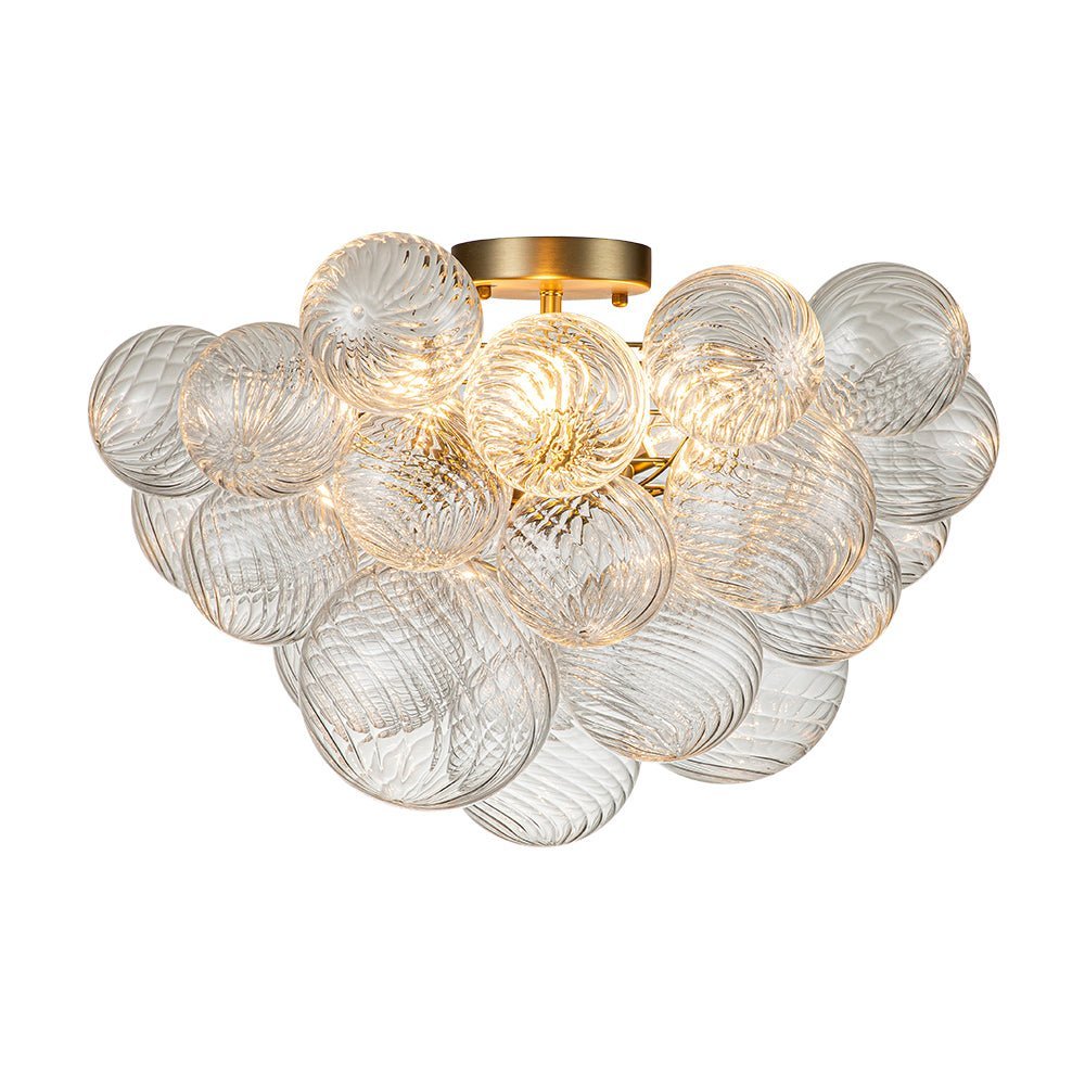 (OpenBox) 3-Light Cluster Ribbed Glass Bubble Semi Flush Chandelier