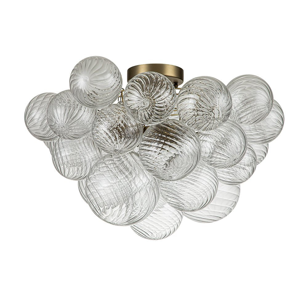 (OpenBox) 3-Light Cluster Ribbed Glass Bubble Semi Flush Chandelier