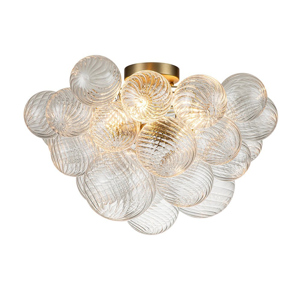 (OpenBox) 3-Light Cluster Ribbed Glass Bubble Semi Flush Chandelier