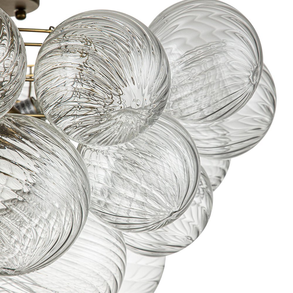 (OpenBox) 3-Light Cluster Ribbed Glass Bubble Semi Flush Chandelier