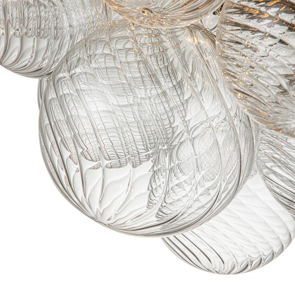 (OpenBox) 3-Light Cluster Ribbed Glass Bubble Semi Flush Chandelier