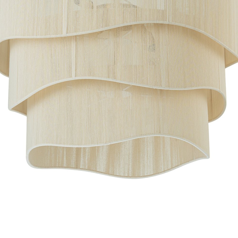 (OpenBox) 3-Tier Beige Woven Thread Drum Pendant Light