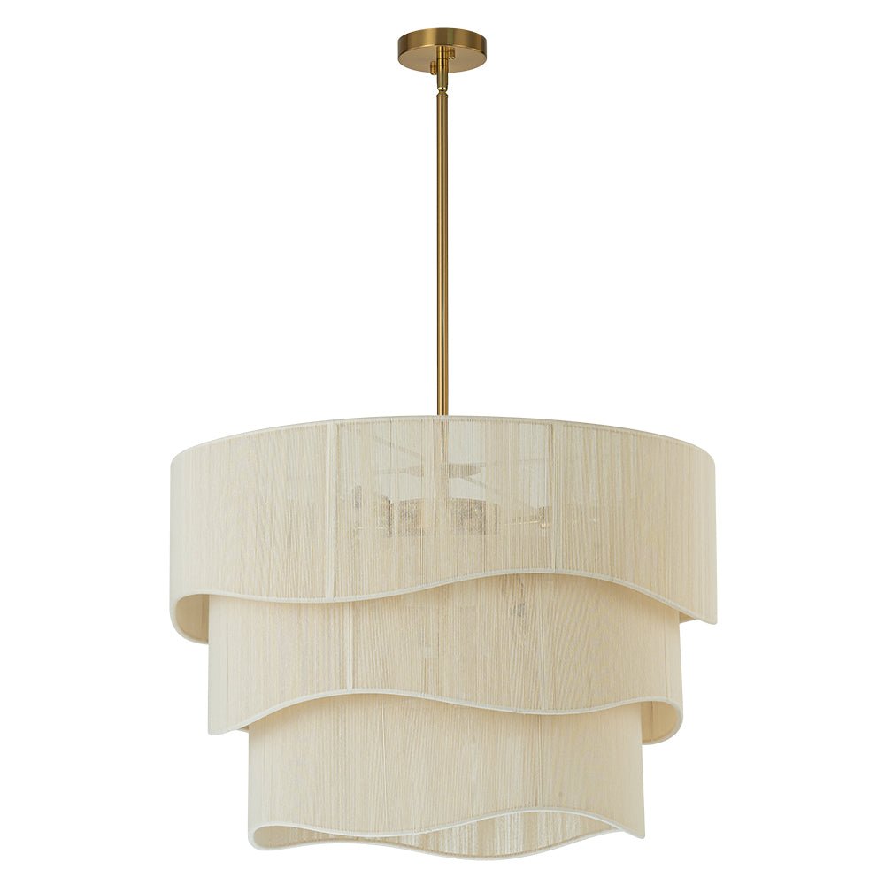 (OpenBox) 3-Tier Beige Woven Thread Drum Pendant Light