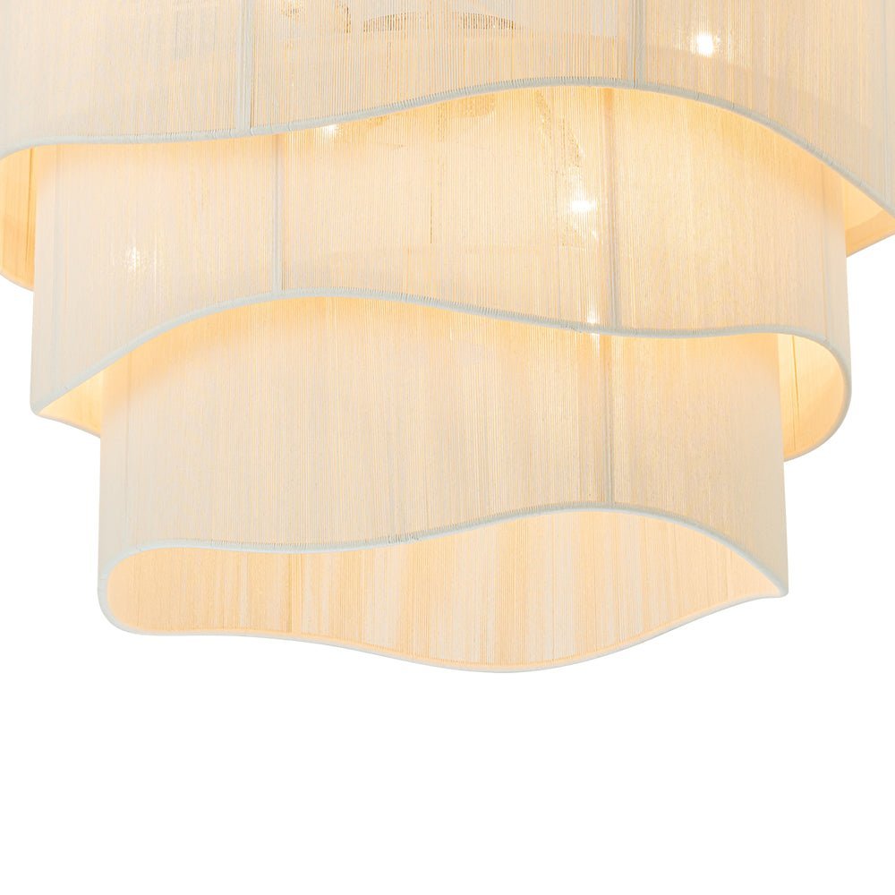 (OpenBox) 3-Tier Beige Woven Thread Drum Pendant Light