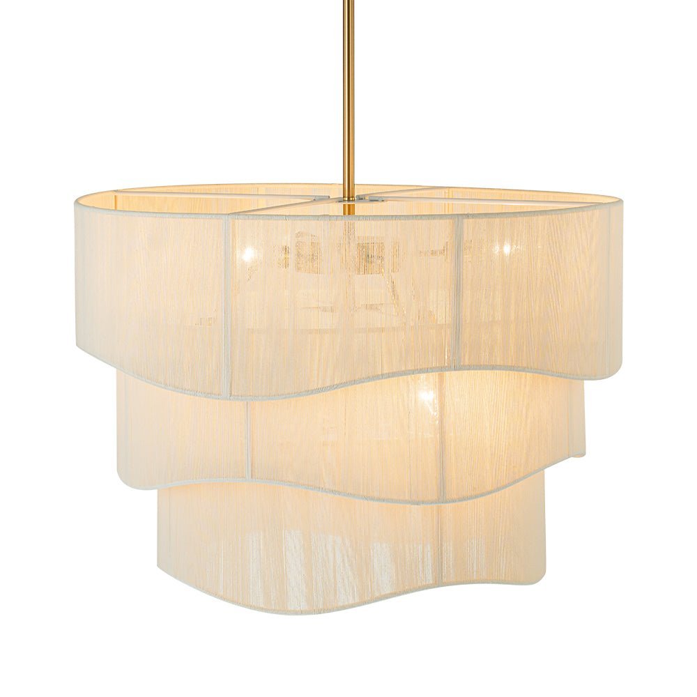 (OpenBox) 3-Tier Beige Woven Thread Drum Pendant Light