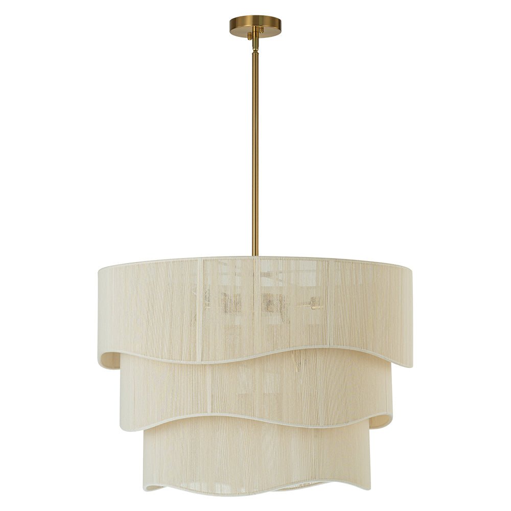 (OpenBox) 3-Tier Beige Woven Thread Drum Pendant Light