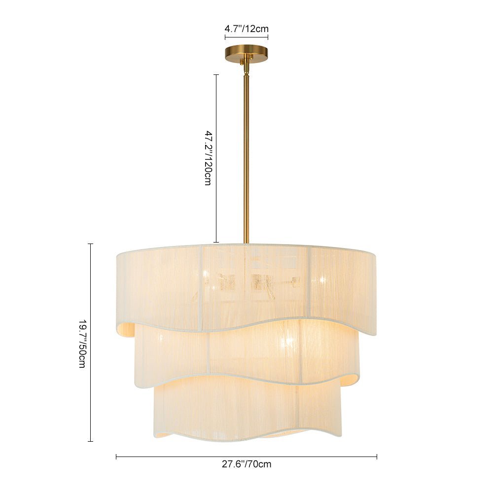 (OpenBox) 3-Tier Beige Woven Thread Drum Pendant Light