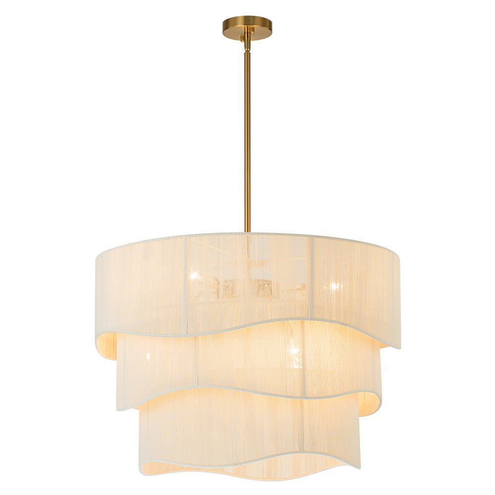 (OpenBox) 3-Tier Beige Woven Thread Drum Pendant Light