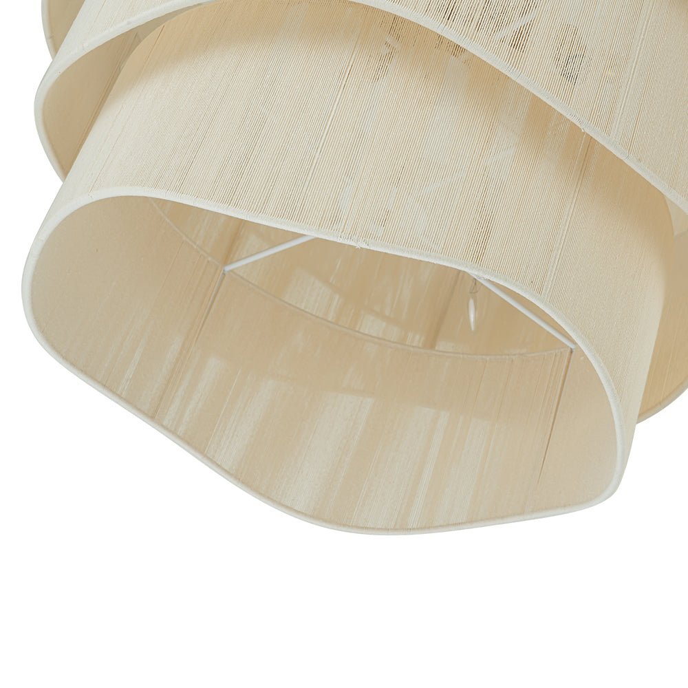 (OpenBox) 3-Tier Beige Woven Thread Drum Pendant Light