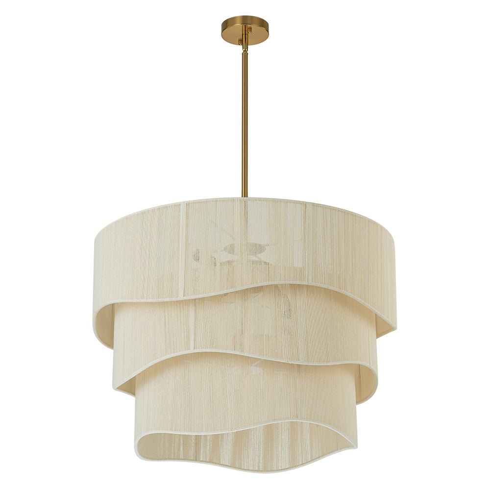 (OpenBox) 3-Tier Beige Woven Thread Drum Pendant Light