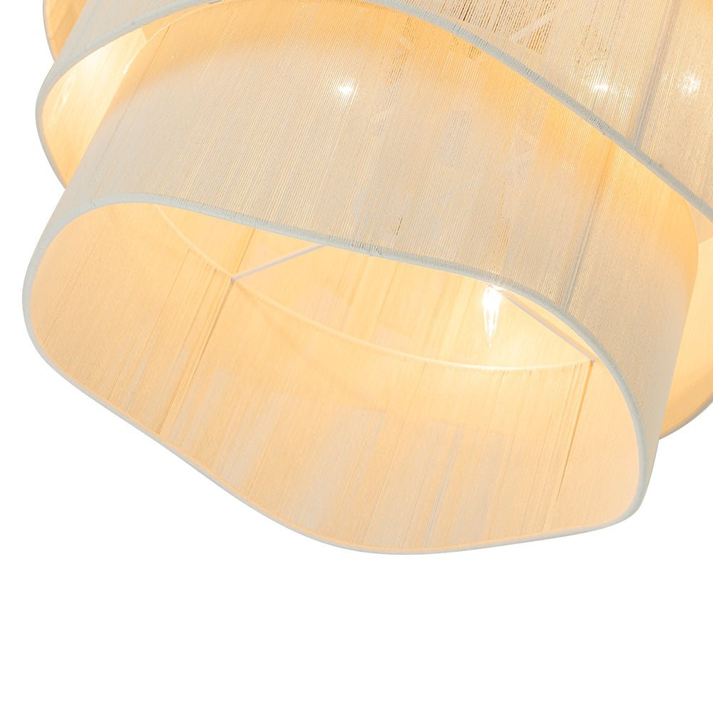 (OpenBox) 3-Tier Beige Woven Thread Drum Pendant Light