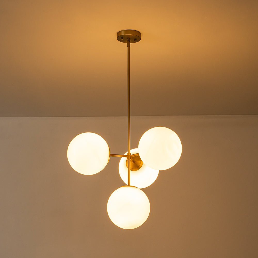 (OpenBox) 4-Light Opal Glass Globe Sputnik Semi Flush Chandelier