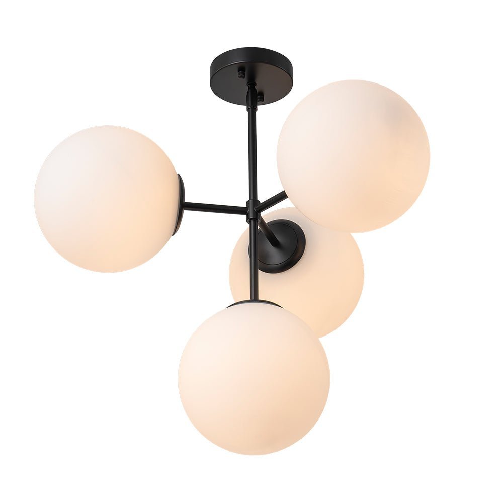 (OpenBox) 4-Light Opal Glass Globe Sputnik Semi Flush Chandelier