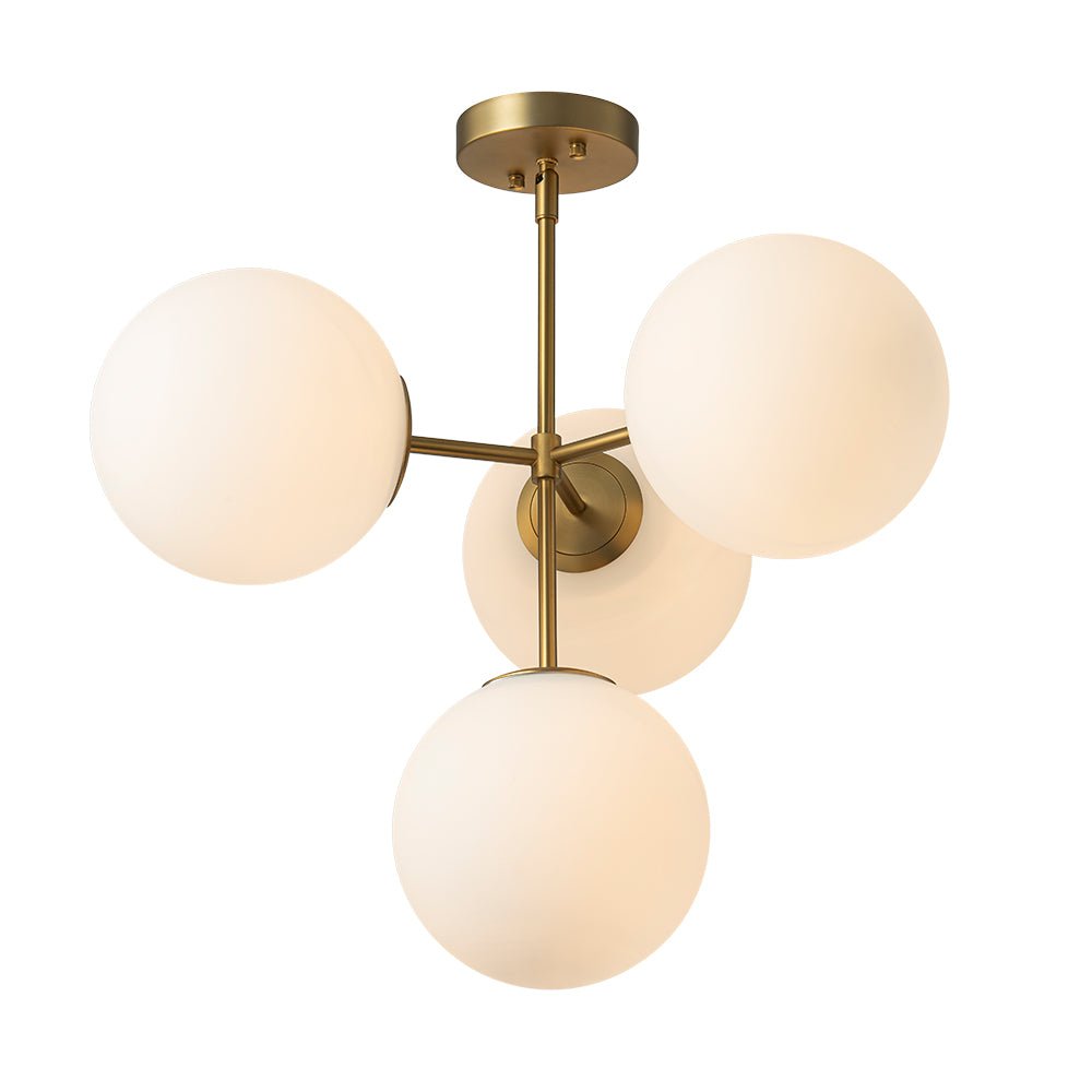 (OpenBox) 4-Light Opal Glass Globe Sputnik Semi Flush Chandelier